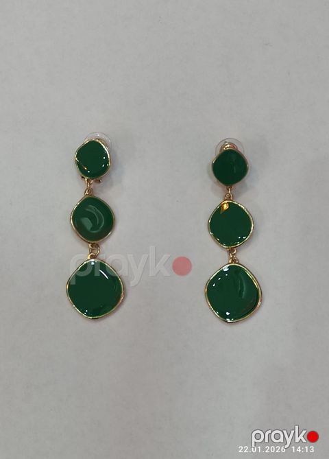 Qadınlar üçün sırğalar AS269, qızılı/yaşıl — Bakı