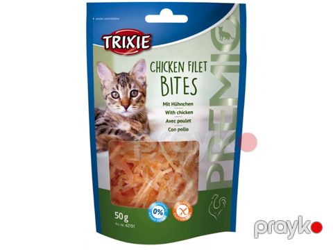 Məzələr pişiklər üçün Trixie Premio Chicken Filet Bites qurudulmuş toyuq filesi ilə 50 q — Bakı