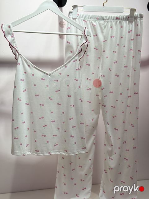 Şalvarlı pijama dəsti qadınlar üçün BP01, ağ, elastan/viskoz, ölçü L — Bakı