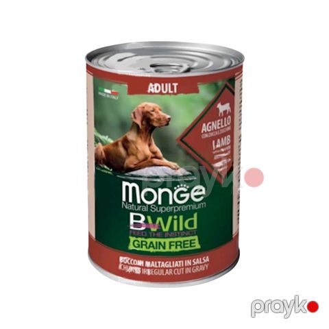 Taxılsız yem Monge Natural Bwild Grain Free Adult balqabaq və kabak ilə ördək sousunda itlər üçün, 400 q — Bakı