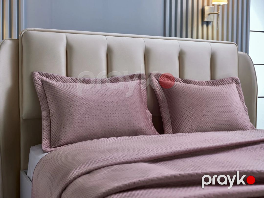 Dəst Doqu Home Napoli, örtük 250х260 sm, yastıq üzlər 50х70 sm, məxmər, çəhrayı — Mallar, Bakı (2)