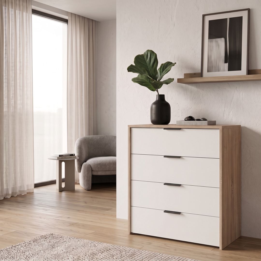 Komod, Ldsp, Sonoma/Ağ, 80x80x40 sm — Mallar, Bakı