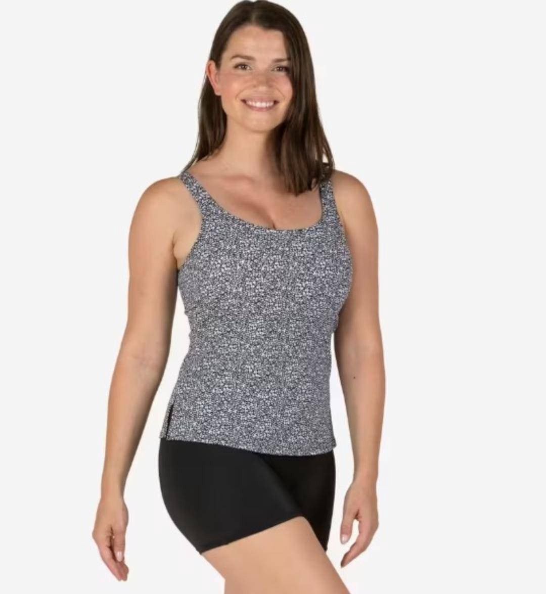 Qadınlar üçün bütöv çimərlik geyimi Decathlon Heva Tankını LEO 8774081, qara, poliester/elastan, ölçü 38 — Mallar, Bakı