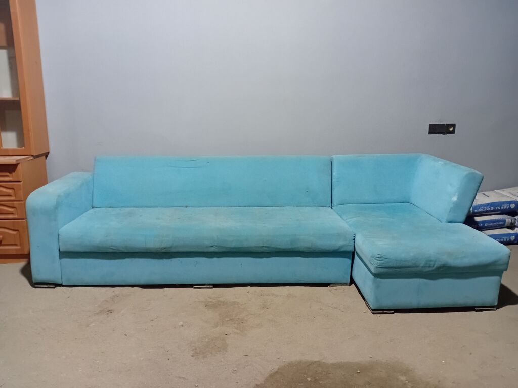 Mavi rəngli L formalı künc divan. sinigi sokuku yoxdu. real alciya — Divanlər, Digah (2)
