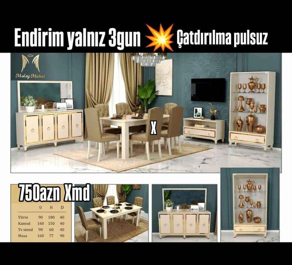 Yemək otağı mebel dəsti – Malay Mebel Dəst tərkibi və ölçülər — Qonaq otağı üçün, Bakı