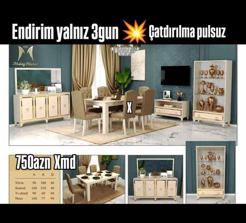 Yemək otağı mebel dəsti – Malay Mebel Dəst tərkibi və ölçülər — Bakı
