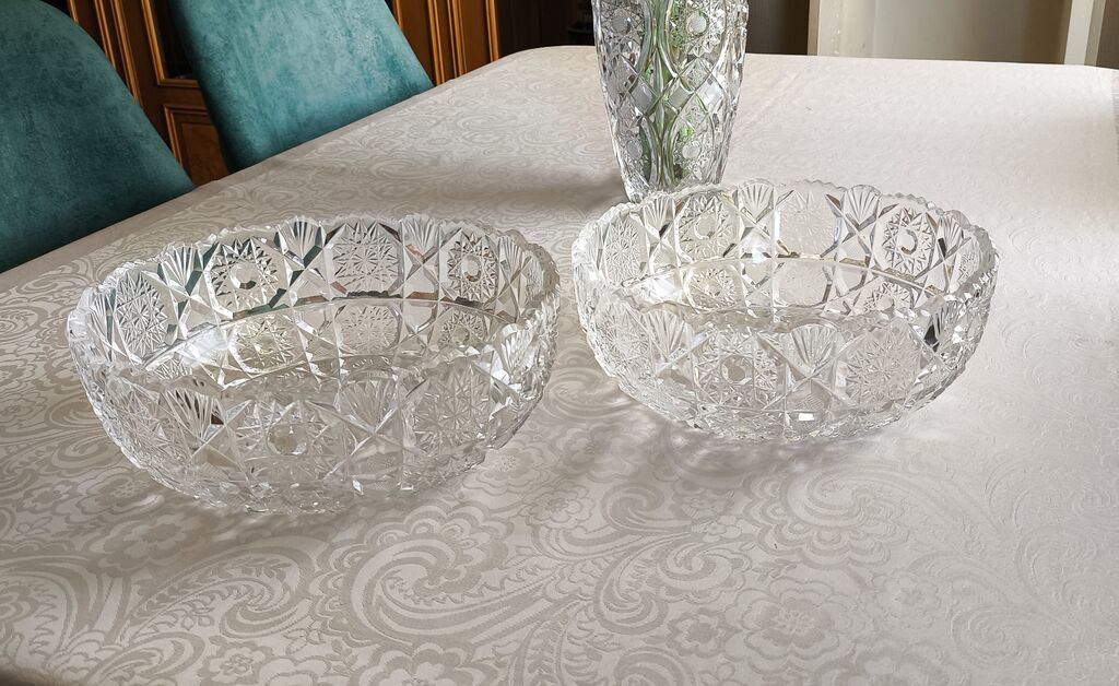 Kəsimli kristal salat qabları – 2 ədəd dəst 1 ədədi 15 manata, cütü — Süfrə qabı, Bakı (4)