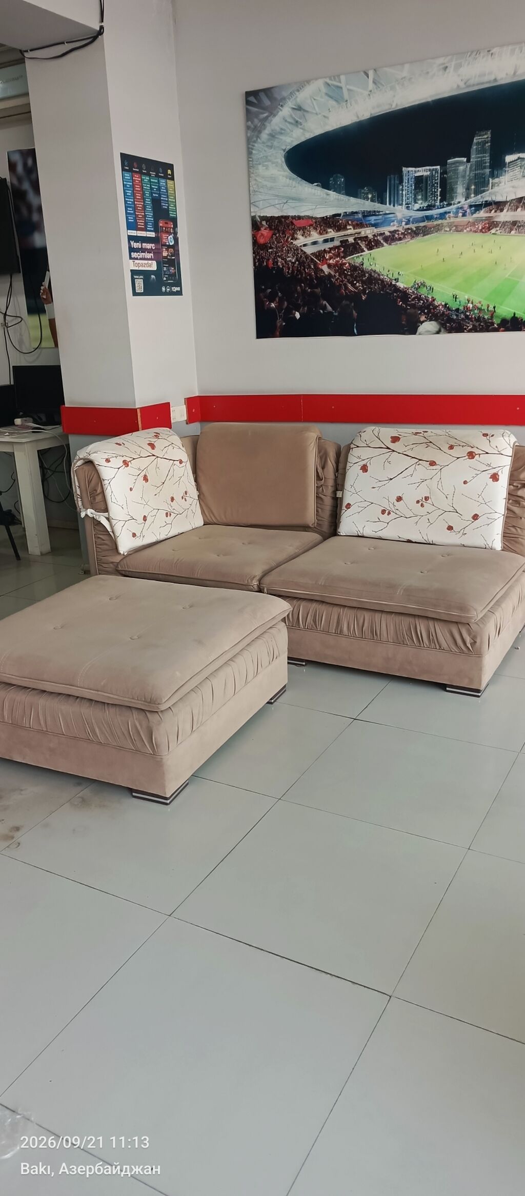Künc divan, İşlənmiş, Vеlur parça, Çatdırılma yoxdur — Divanlər, Bakı (3)