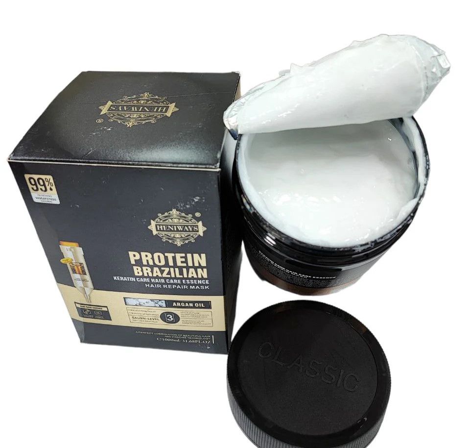 Saçlar üçün bərpaedici maska Heniways Protein Brazilian, arqan yağlı, 1000 ml — Mallar, Bakı (2)