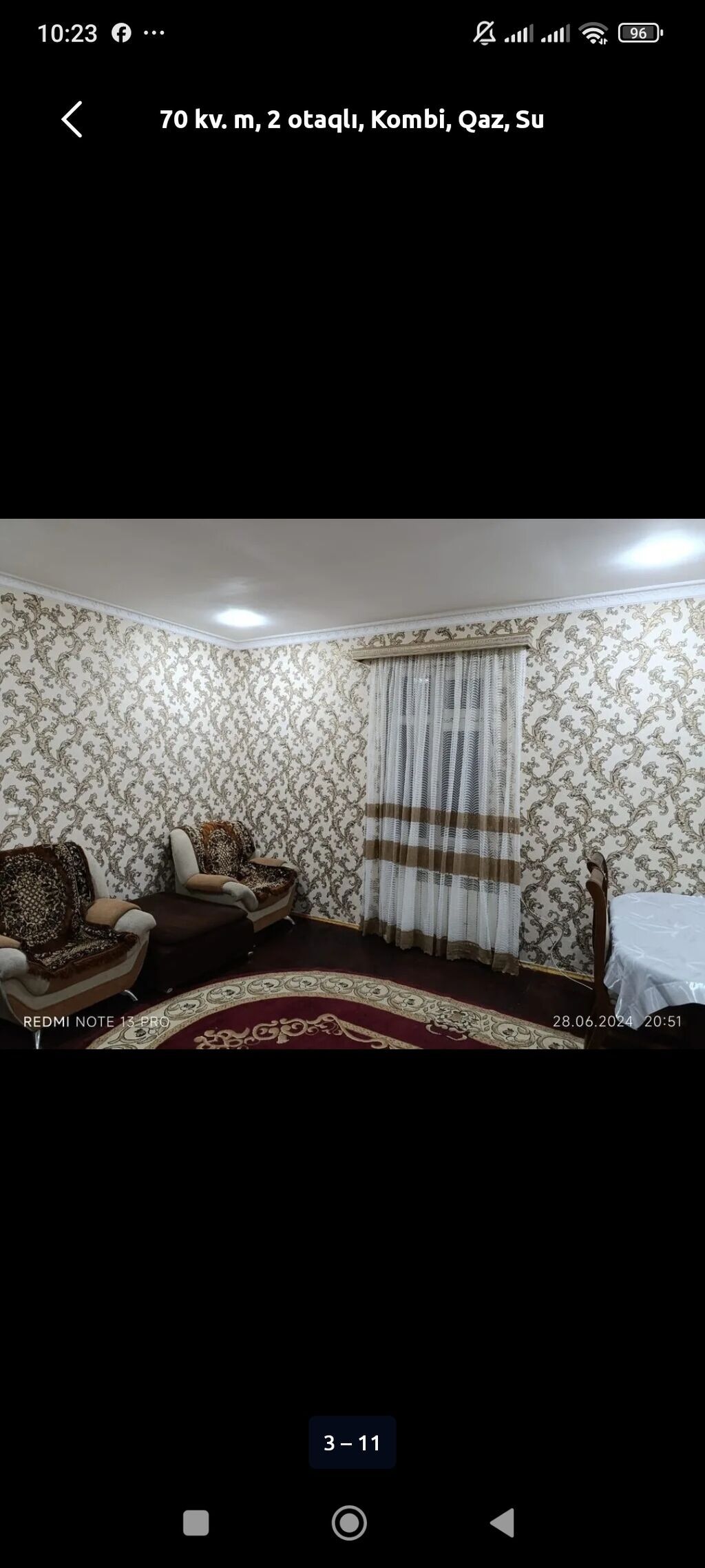 70 kv. m, 2 otaqlı, Kombi, Qaz, İşıq — Ev, villa, Sumqayıt (6)