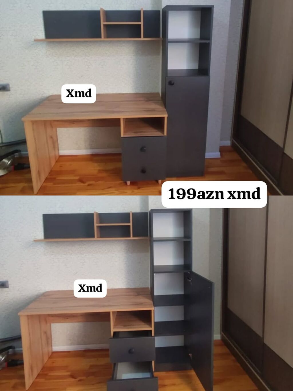 Masa və rəfli dolab dəsti - Material: XMD (lamin/LDSP tipli ağac — Masalar və stullar, Sumqayıt