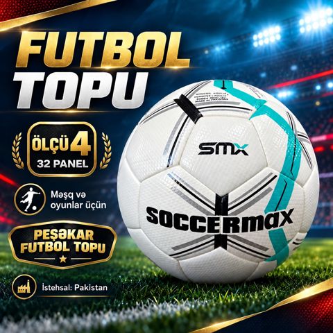 Futbol topu, Ölçü 4, Ağ/Firuzəyi — Bakı