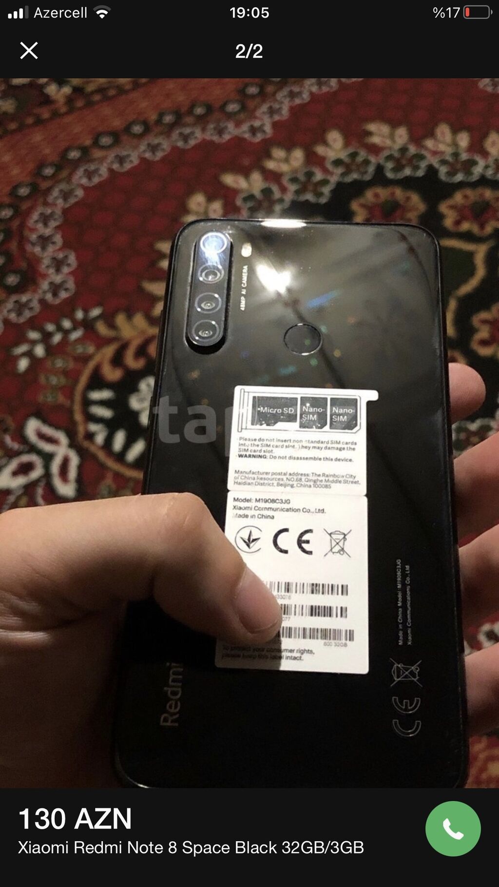 Redmi Note 8, 32 GB, rəng - Qara, Barmaq izi, Face ID — Xiaomi, Bakı (2)