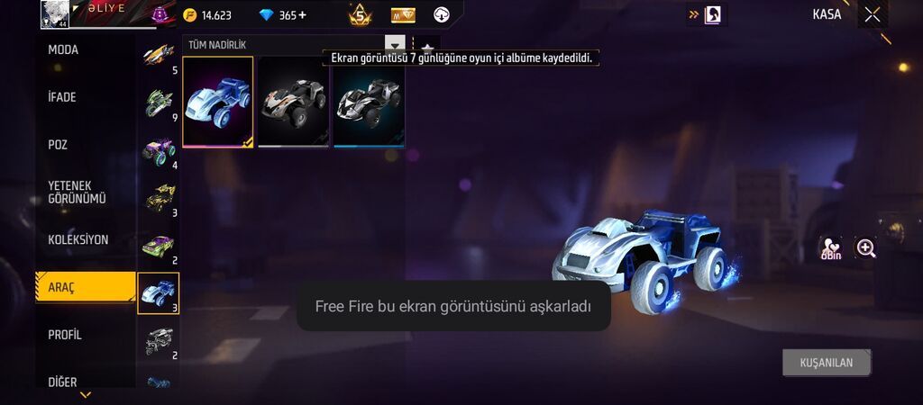 Məhsul: Free Fire oyun hesabında nadir “Aparat/Araç” skin kolleksiyası — Kuzov hissələri, Gəncə (6)