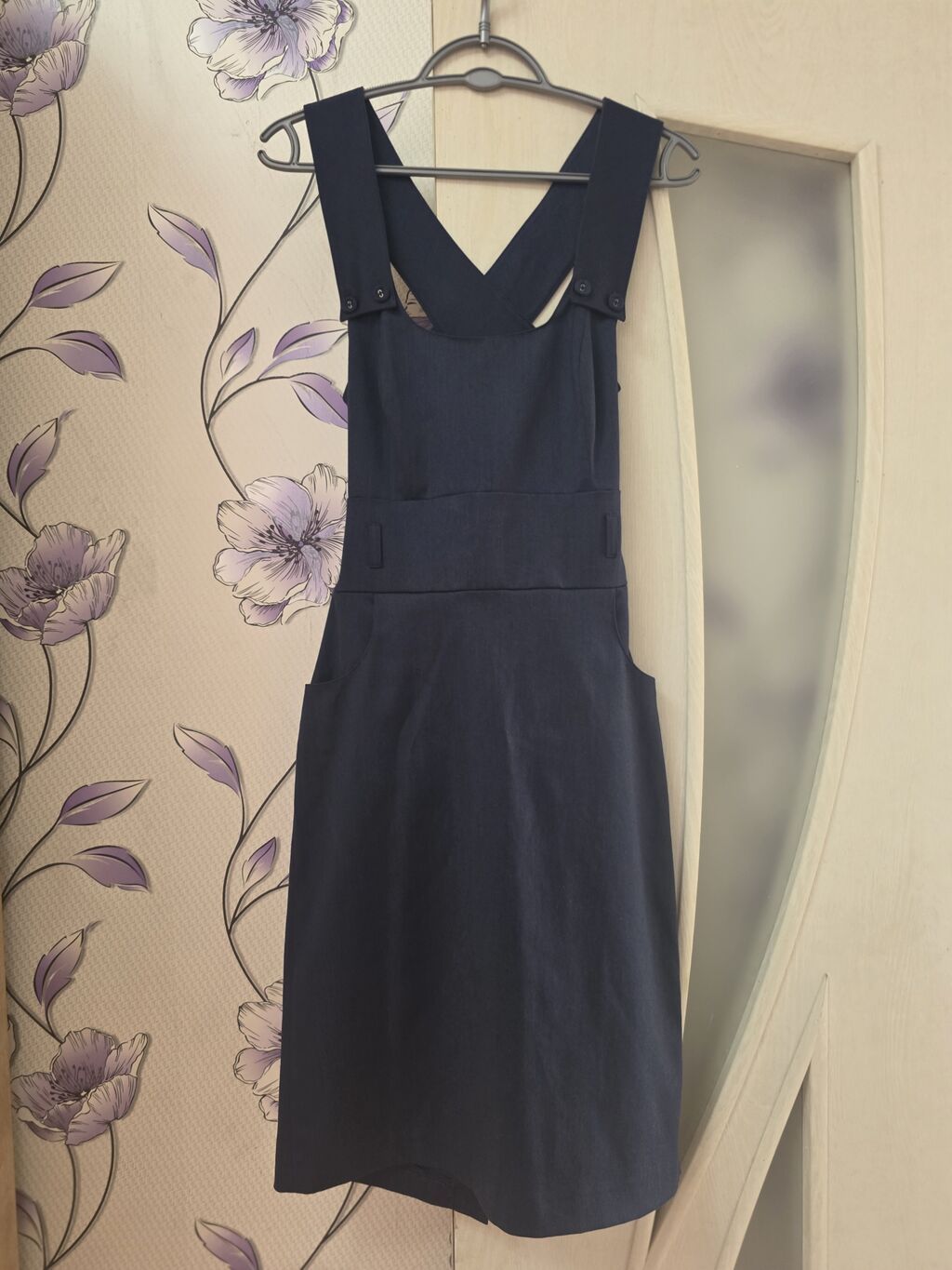 Tünd göy rəngli sundress tipli etek–paltar. - Ön hissə klassik düz — Gündəlik paltarlar, Mehdiabad