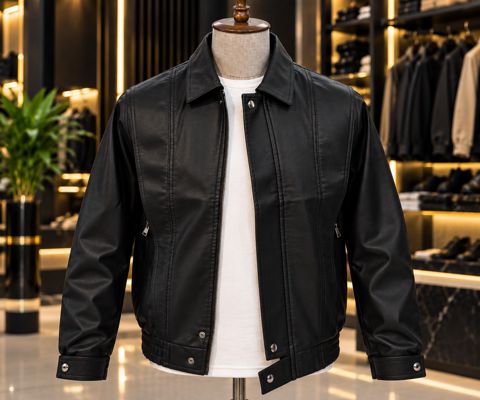 Fəsillərarası gödəkçə, qara, təbii dəri, ölçü 3XL — Bakı
