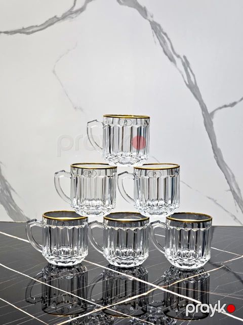 Fincan dəsti Crystal Gallery Gold 9711, 6 əd, şəffaf, 200 ml — Bakı