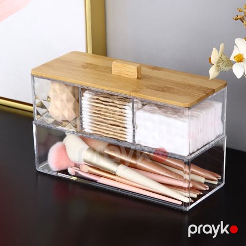 Kosmetika üçün orqanayzer homestore_vm1302, 4 bölməli, akril, şəffaf, 23x9x13 sm — Bakı