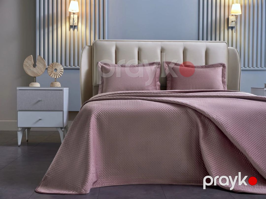 Dəst Doqu Home Napoli, örtük 250х260 sm, yastıq üzlər 50х70 sm, məxmər, çəhrayı — Mallar, Bakı (3)