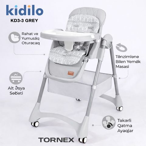 Uşaq yedizdirmə oturacaqları Kidilo KD3-3, boz — Bakı