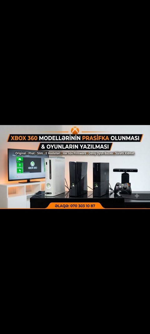 Xbox 360 modellərinin prasilfka olunması və oyunların yazılması — Bakı