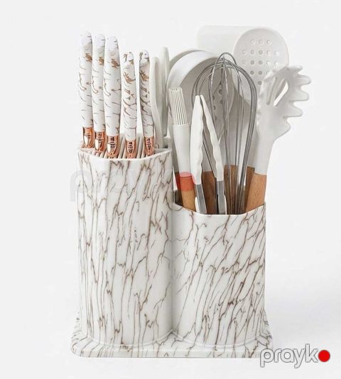 Mətbəx ləvazimatları dəsti RAX004-740, silikon/plastik, ağ, 12 parça — Bakı