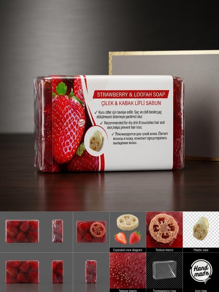 Kosmetik sabun Strawberry&Loofah 100 q — Mallar, Bakı (2)
