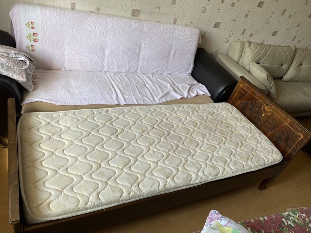 Tək nəfərlik taxta çarpayı və ortopetik döşək dəsti - Ölçü: 97×198 sm — Yataqlar, Bakı (3)