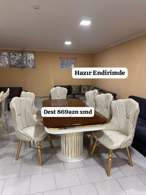 Qonaq otağı üçün, Yeni, Açılan, Dördbucaq masa, 6 stul — Bakı