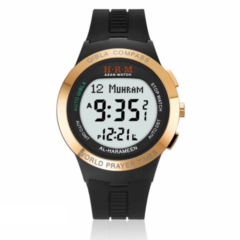 Qol saatı Al-Harameen Digital Azan Watch With Automatic Qibla Compass HA-6508CW Black — Bakı