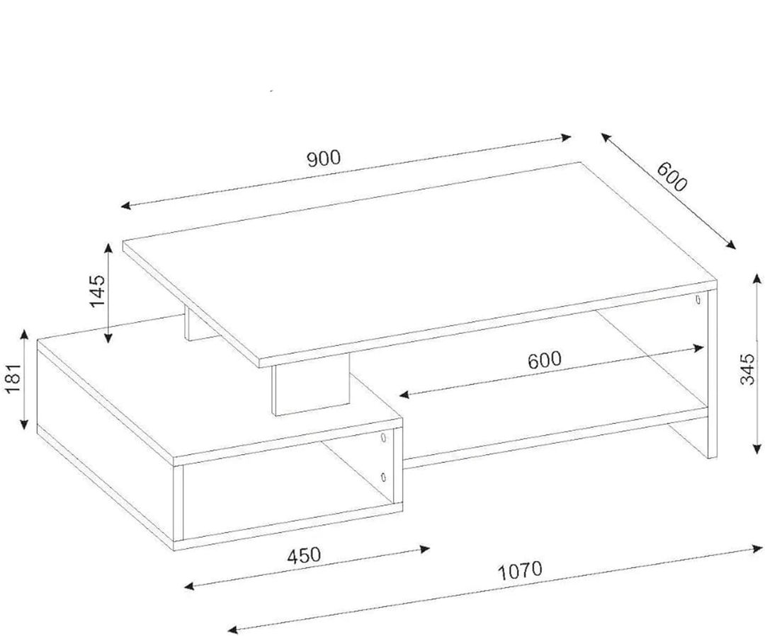 Jurnal masası ev_12116139, laminat, ağ/qəhvəyi, 107x60x34 sm — Jurnal masaları, Bakı (3)