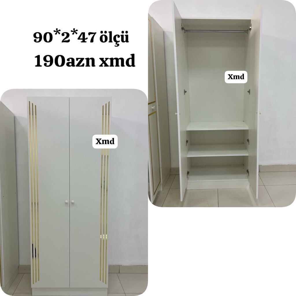 İki qapılı paltar şkafı - Ölçü: 90 200 47 sm (şəkildə “90*2*47” — Şkaflar, Sumqayıt
