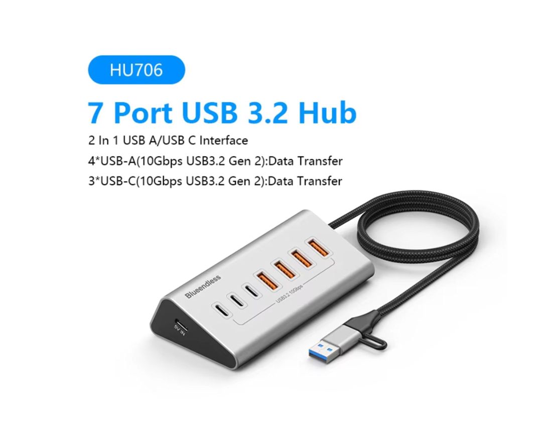 Typec Hub 7in2 typec Power PD — Periferik cihazlar, Bakı (2)