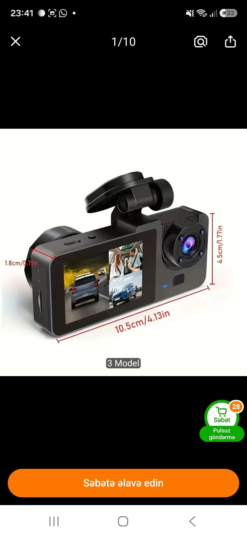 Avtomobil DVR – Üçlü linza sistemi (ön + salon + arxa görünüş) — Video qeydediciləri, Bakı (2)