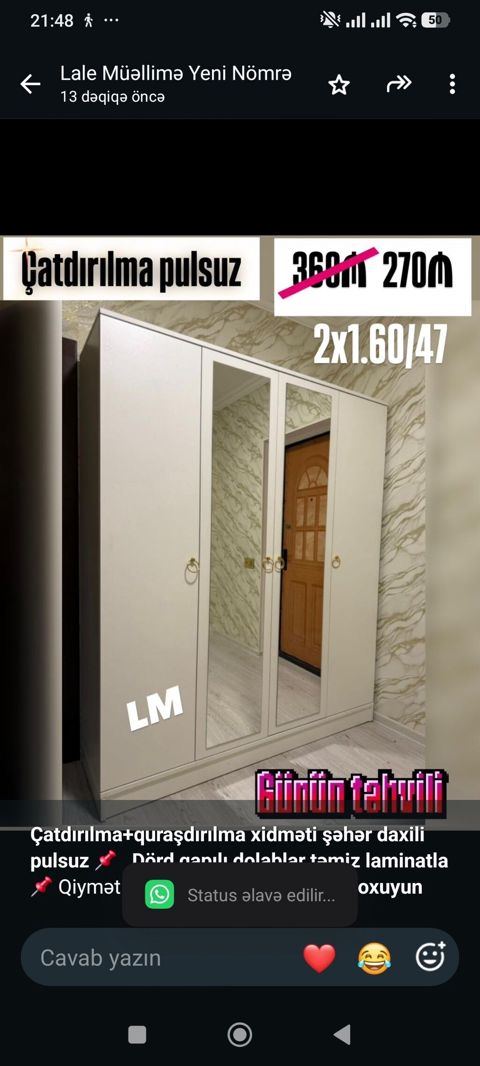 *Çatdırılma+quraşdırılma xidməti şəhər daxili pulsuz* *Dörd qapılı — Bakı