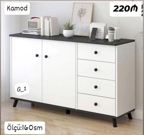 Kamod – müasir dizaynlı, ağ korpus və qara üst səthlə. - Ölçü: 160 sm — Sumqayıt