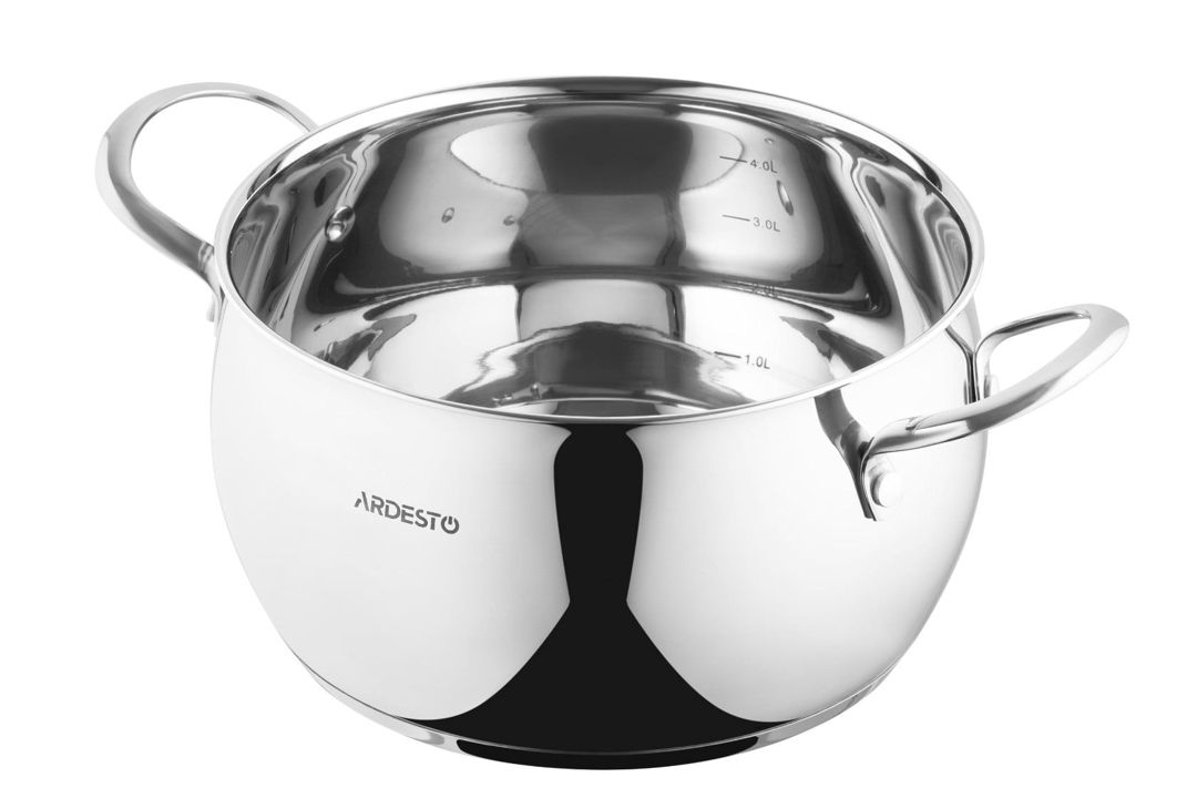 Qazan Ardesto Gemini Liguria, 5 l, 22 sm, paslanmayan polad, gümüşü — Mallar, Bakı (2)