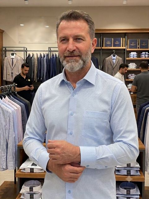 Kişilər üçün uzunqol köynək 53814907, pambıq, mavi, ölçü 42 — Bakı