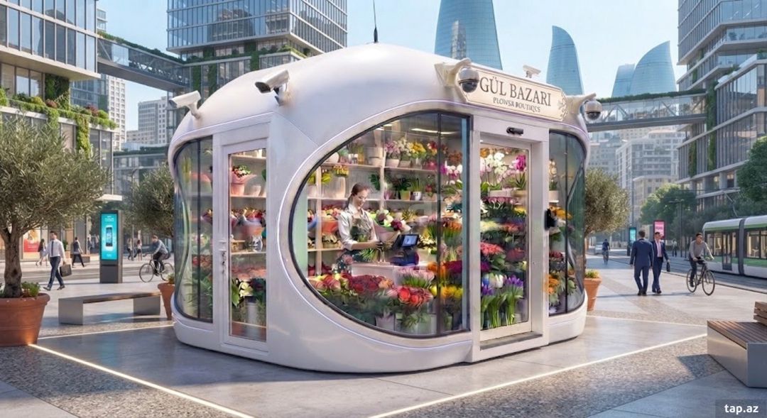 Kapsul tipli futuristik gül satış köşkü — Hazır konstruksiyalar, Bakı (3)