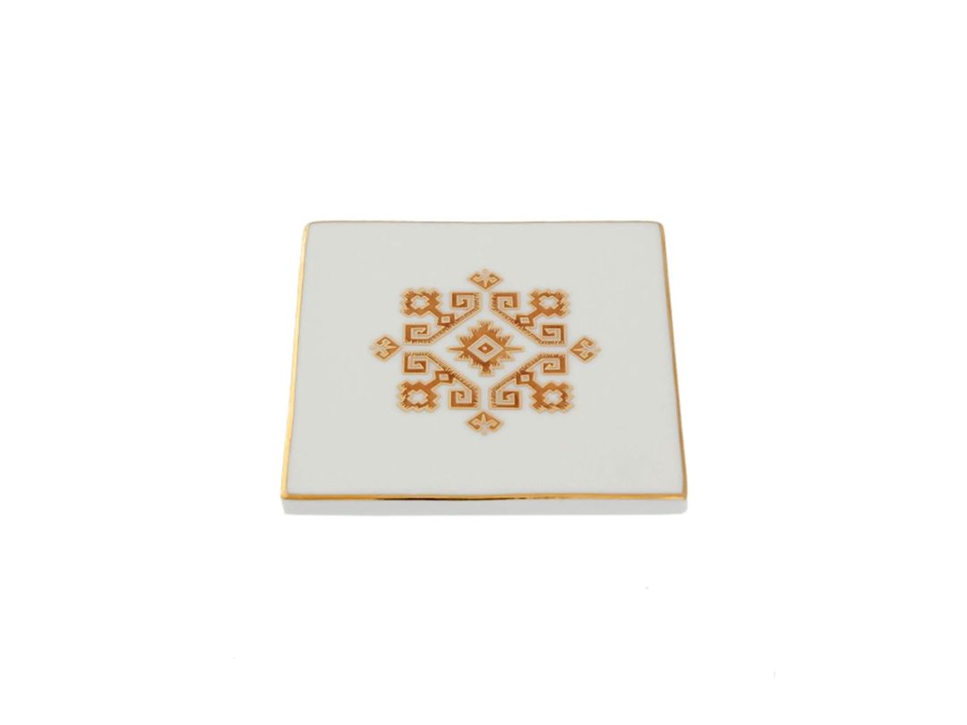 Krujka altlığı Porland Arabesque Desen1, farfor, sarı, 10x10 sm — Mallar, Bakı (2)