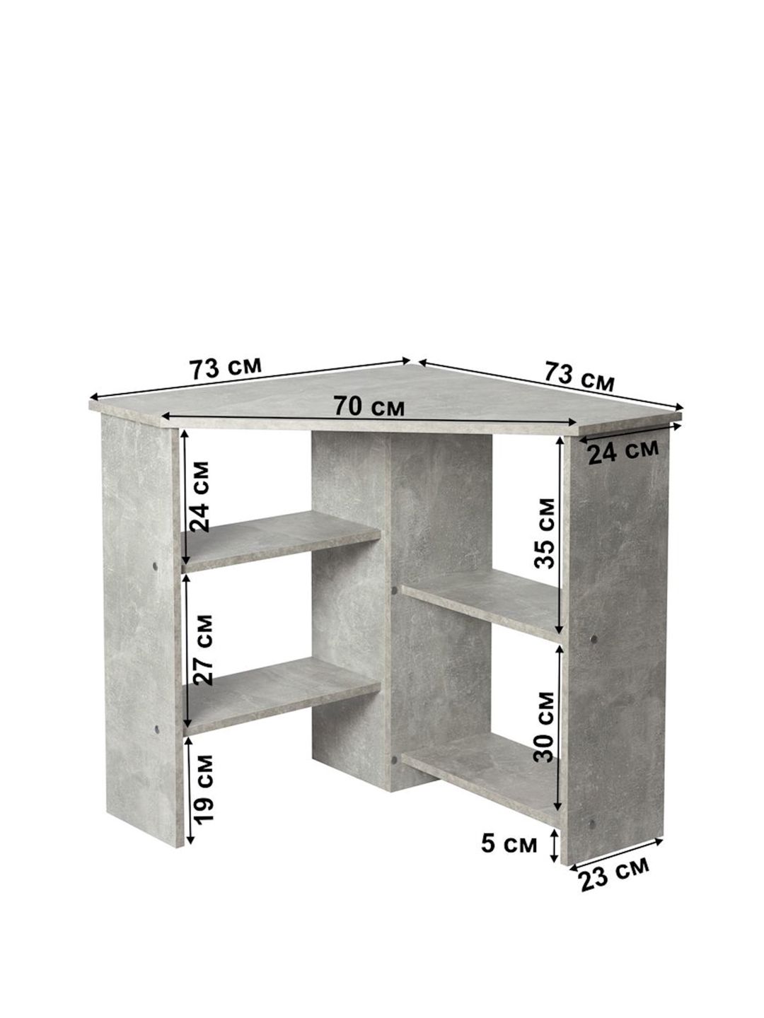 Yazı masası Letta Beton, 75х75х75 sm, Ldsp, boz — Mallar, Bakı (2)