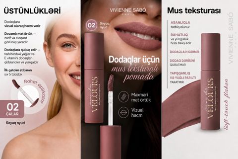 Pomada Vivienne Sabo Nuage de Velours, mus, ton 02 Soyuq nyud, bej-çəhrayı — Bakı
