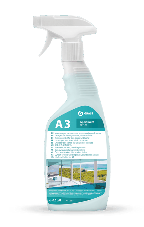 Şüşə, güzgü və plitələr üçün təmizləyici vasitə Grass Apartment series А3 600 ml — Bakı