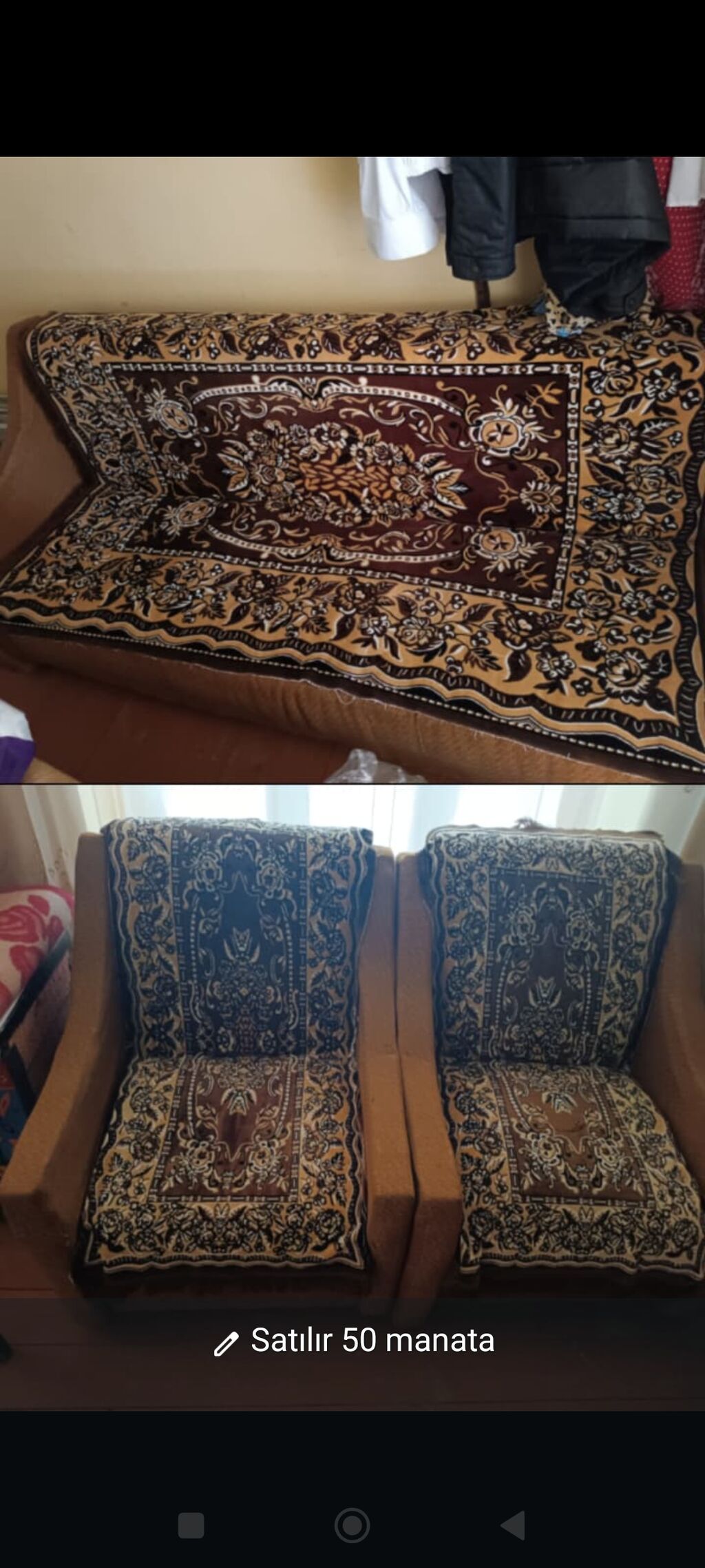 Klassik üslubda qonaq otağı dəsti: - 1 ədəd üçnəfərlik divan - 2 ədəd — Yumşaq mobilya dəstləri, İmişli (3)