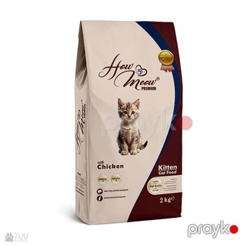 Quru yem How Meow Kitten Chicken, pişik balaları üçün, toyuq ilə, 1 kq çəki ilə — Bakı