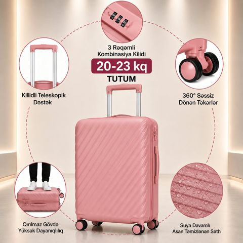 Çamadan, plastik, çəhrayı, XL — Bakı