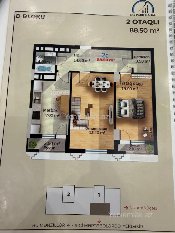 Satılır 2 otaqlı Bina evi menzil (Yeni tikili), 88.5 m², 4-cü məhəllə — Mənzil, Sumqayıt (5)