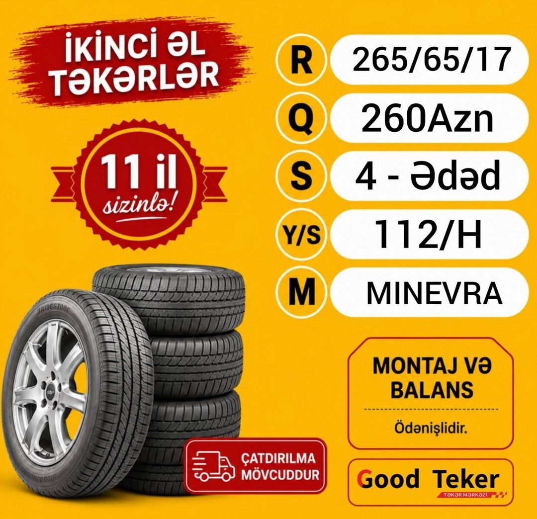 Minevra şinləri 265/65 R17 — Ehtiyat hissələri və aksesuarlar, Bakı (6)