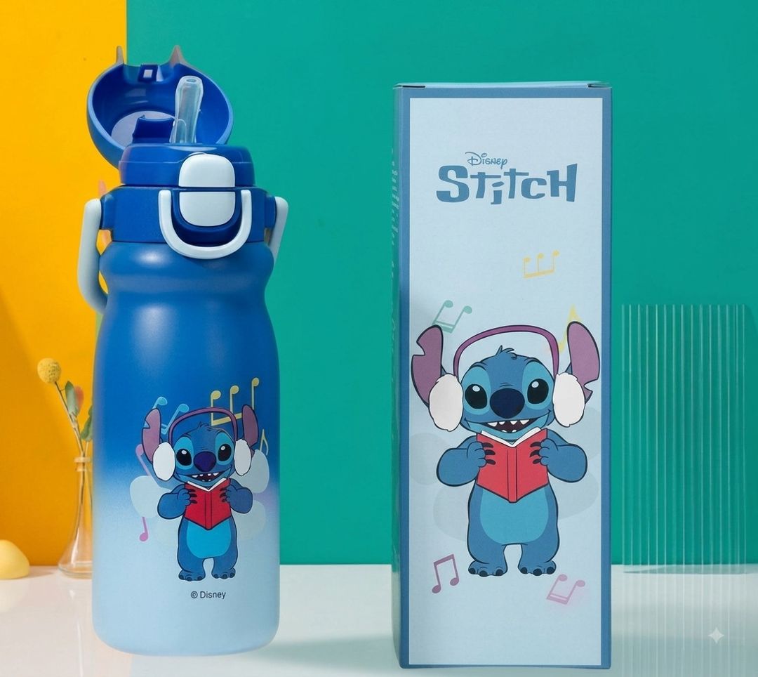 Uşaq üçün su qabı No brand, Disney Stitch Kids Thermal Water Bottle Pipetli, Termos, 5+ yaş, Paslanmayan polad, 650 ml — Mallar, Bakı