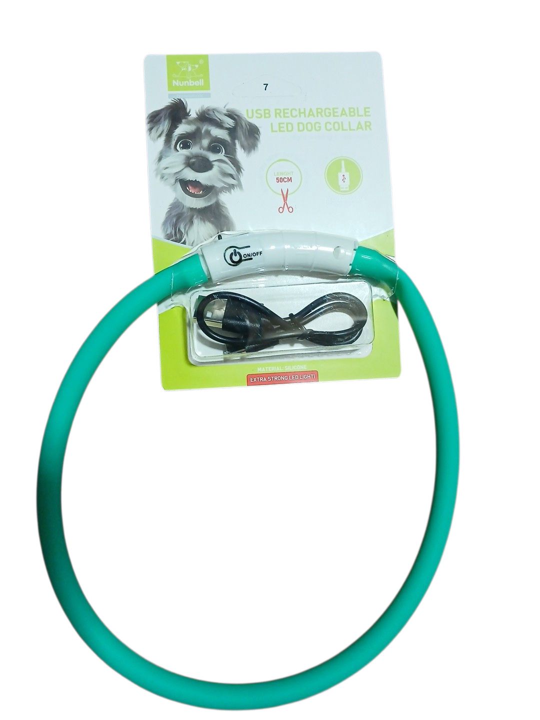 Boyunluq itlər üçün Nunbell, silikon, yaşıl, işıqlandırma ilə, 50 sm — Mallar, Bakı